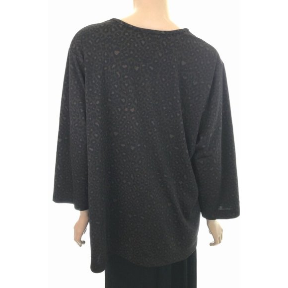 Venezia Size 18/20 Top Blouse Brown & Black V-Neck Polyester 3/4 Sleeve - Picture 4 of 5